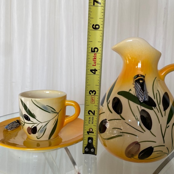 Vintage Provençal F. Sicard 1/2 tasse cup + saucer & milk pot! - Picture 12 of 17